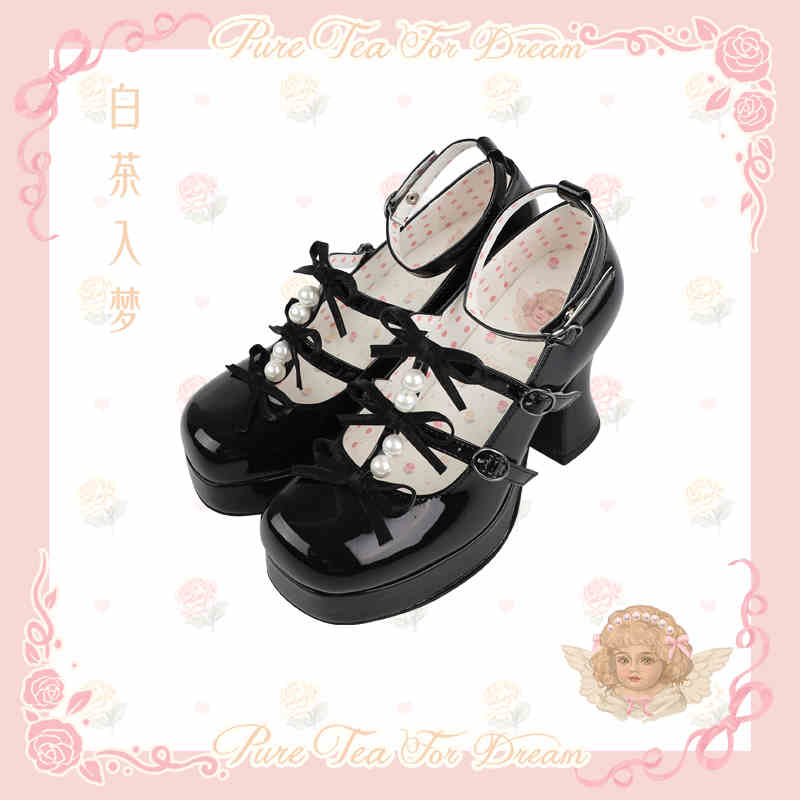 Bow Pearl Platform Lolita Shoes - Image 10