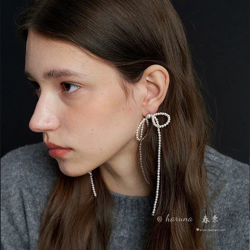 bow pearls kawaii earrings - Image 5