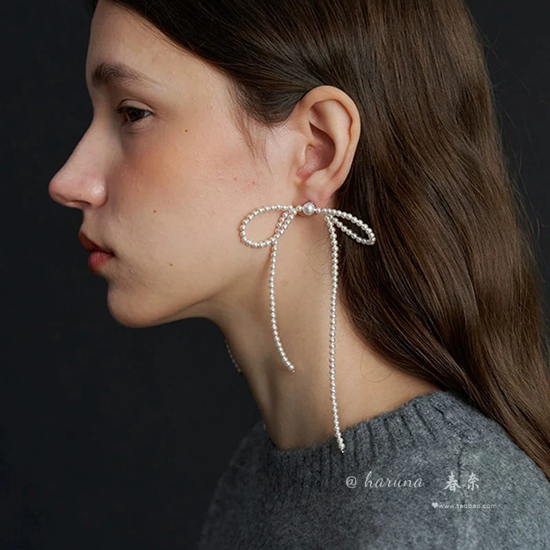 bow pearls kawaii earrings - Image 6
