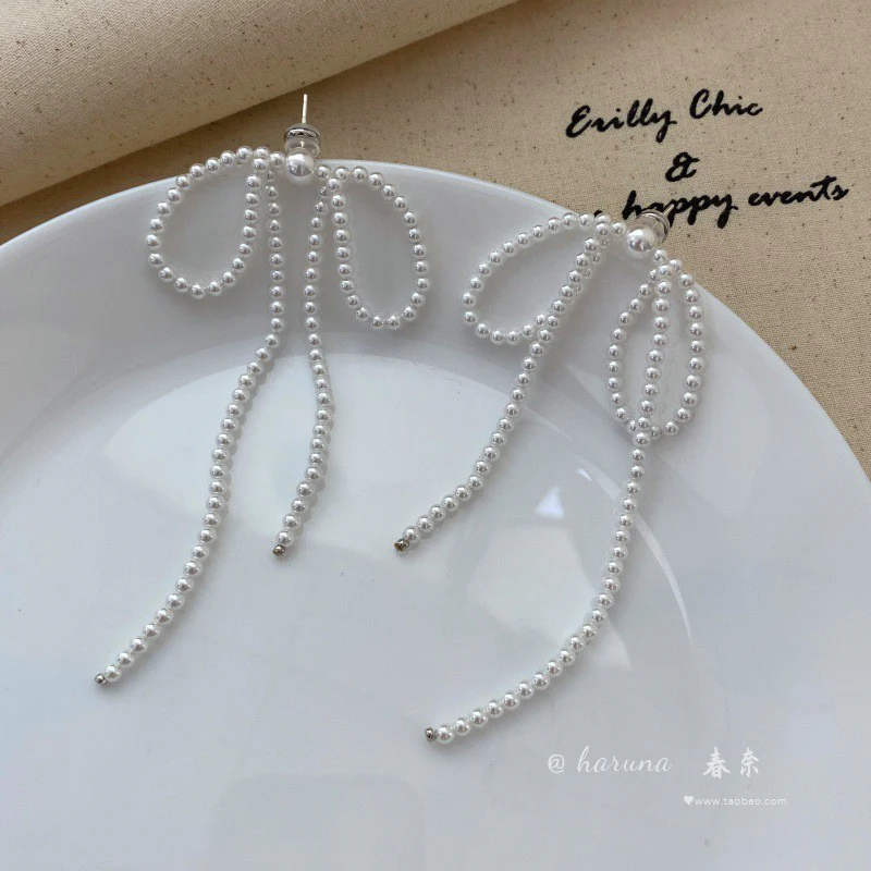 bow pearls kawaii earrings - Image 7