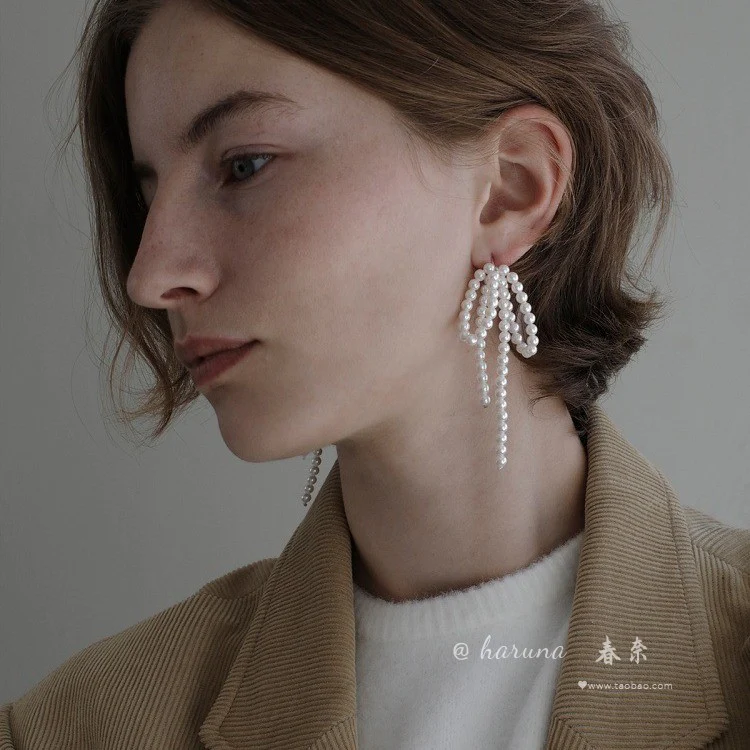 bow pearls kawaii earrings - Image 9