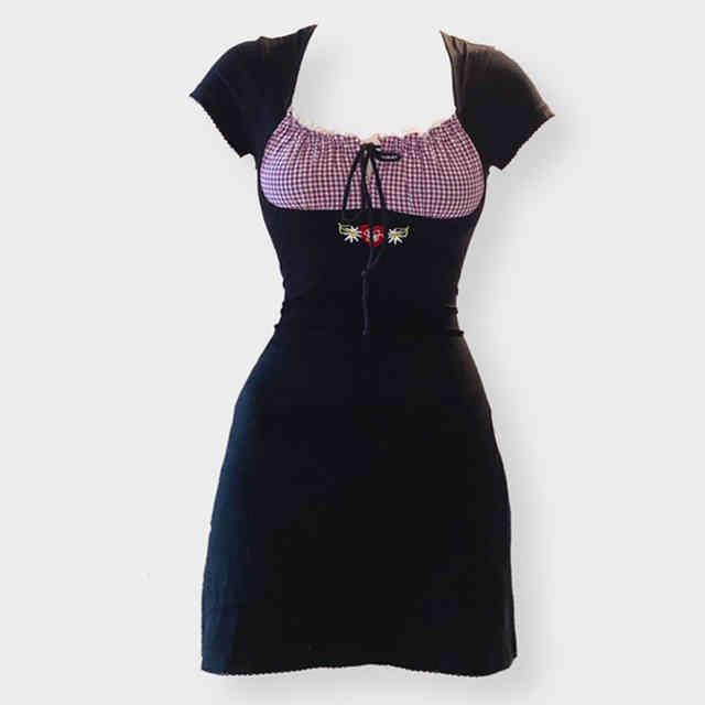 Bow Plaid Dark Coquette Dress - Image 5