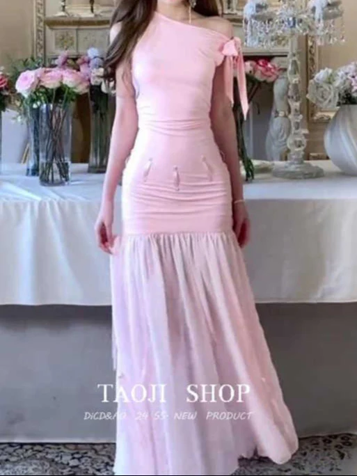 Bow Straps Waist-cinching Splicing Dress - Image 4