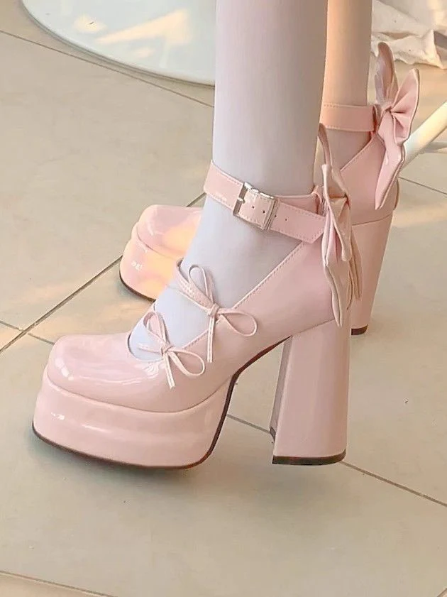 Bow-tie High-heeled Platform Shoes - Image 2