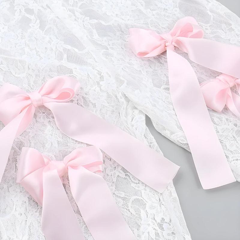 Bow Transparent Lace Flare Pants - Image 5