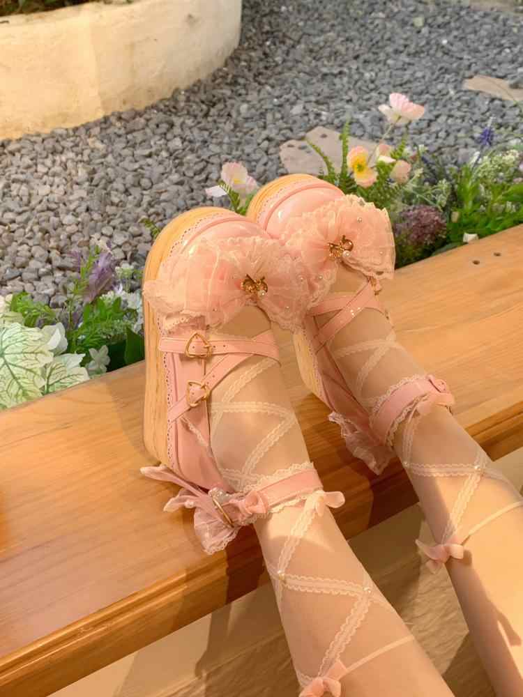 Bows Doll Wood Flower Lolita Shoes - Image 4