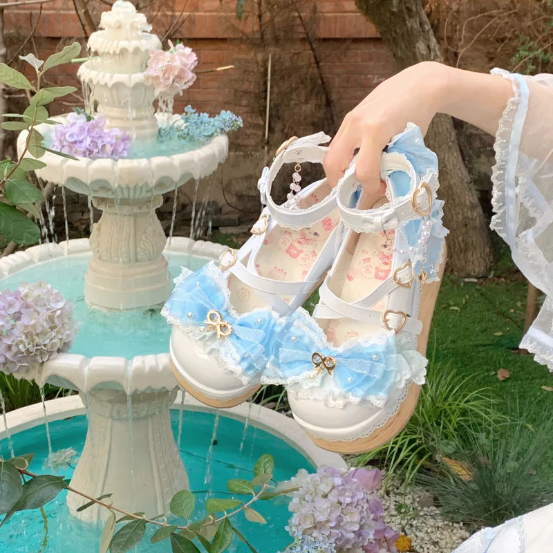 Bows Doll Wood Flower Lolita Shoes - Image 5