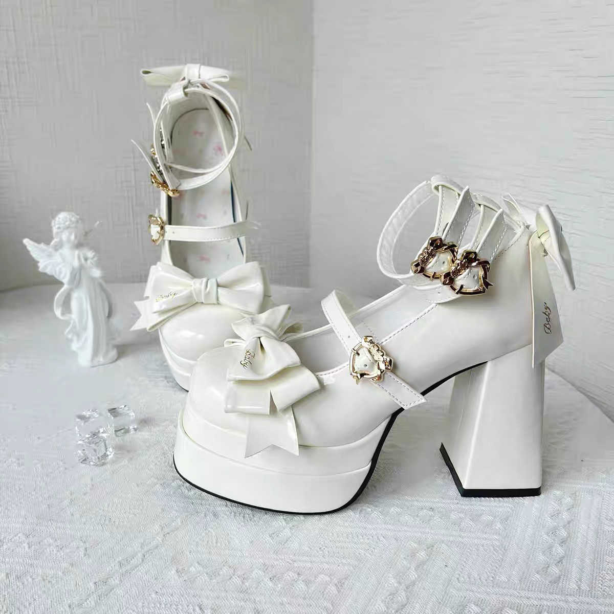 Bows Heart Buckle Lolita Shoes - Image 3