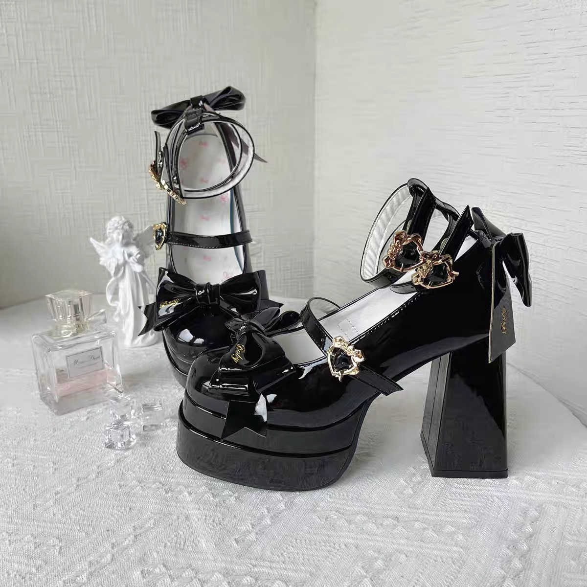 Bows Heart Buckle Lolita Shoes - Image 4