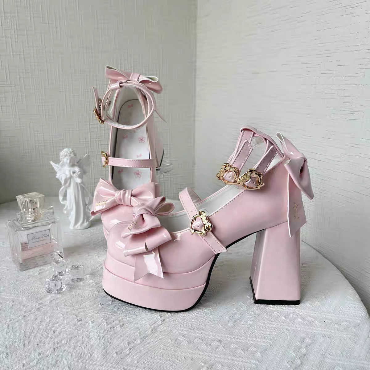 Bows Heart Buckle Lolita Shoes - Image 5