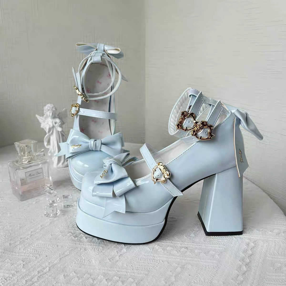 Bows Heart Buckle Lolita Shoes - Image 6