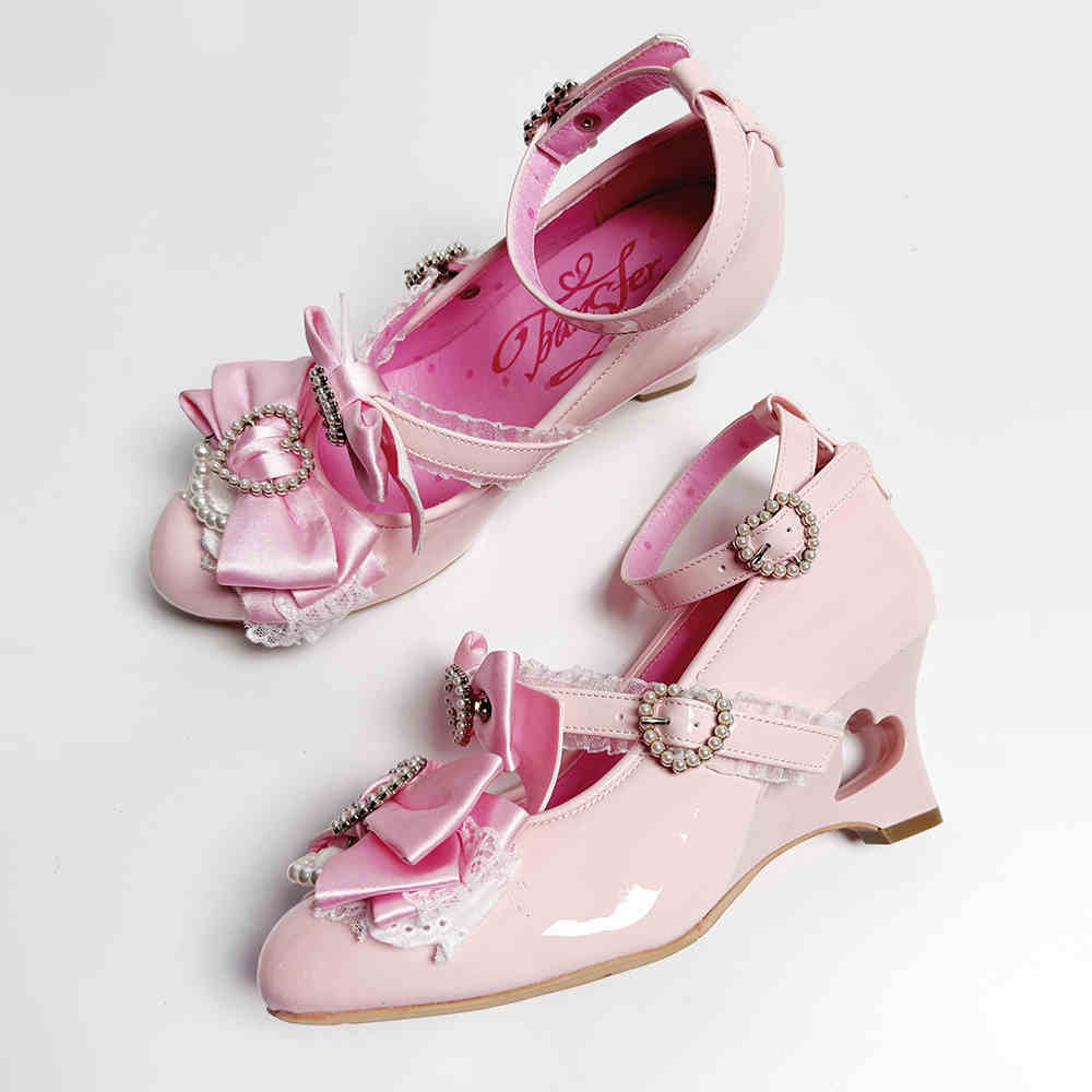 Bows Heart Hollow Wedge Shoes - Image 10