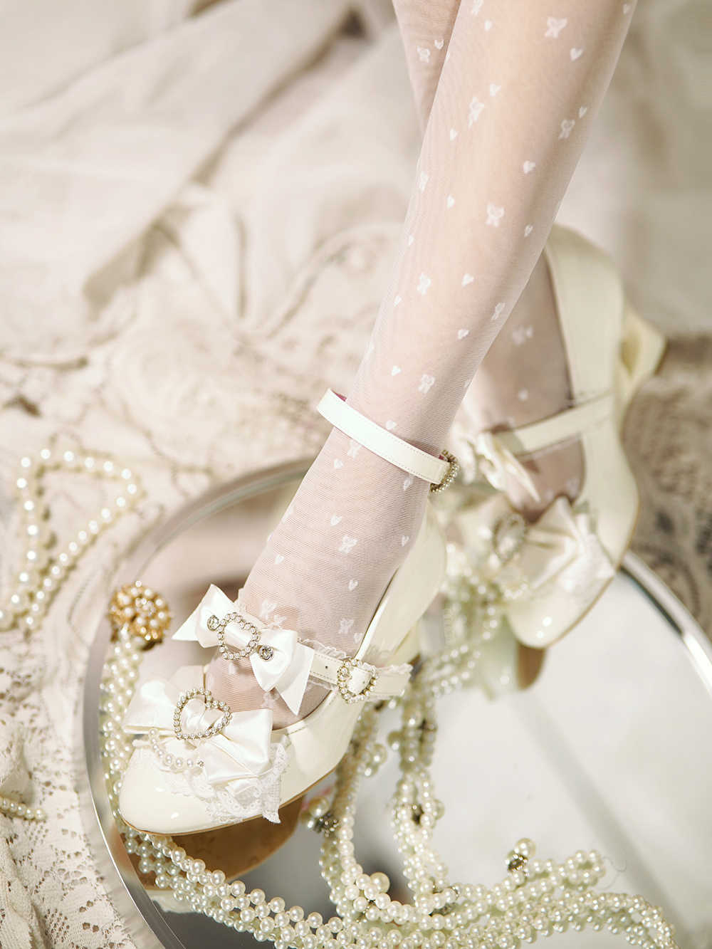 Bows Heart Hollow Wedge Shoes - Image 7