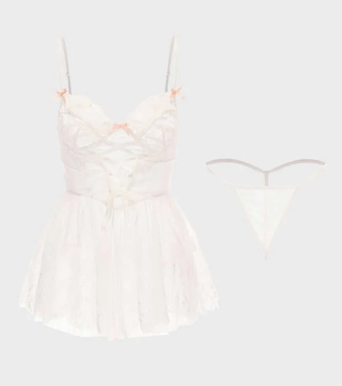 Bows Lace Suspender Nightgown - Image 2