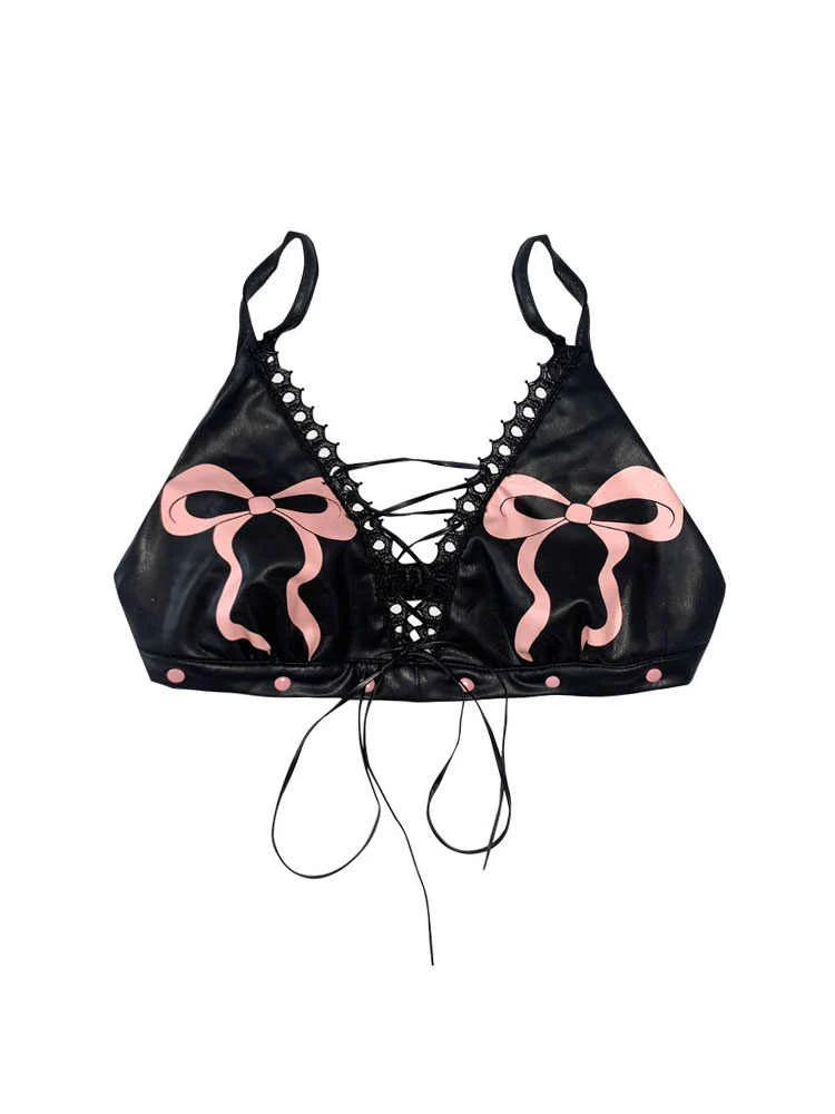 Bows Punk Leather Bra - Image 5