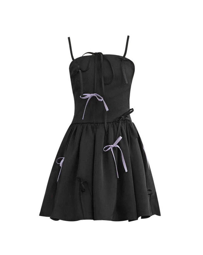 Bows Strap Suspender Dark Coquette Dress - Image 2