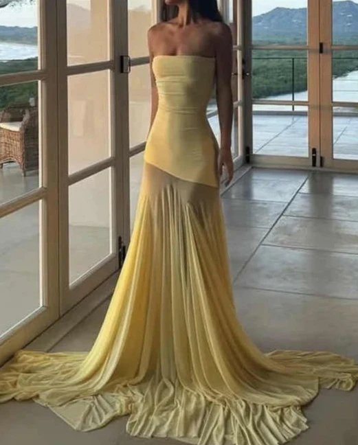 Bright Cream Yellow Mesh Dress - Image 4
