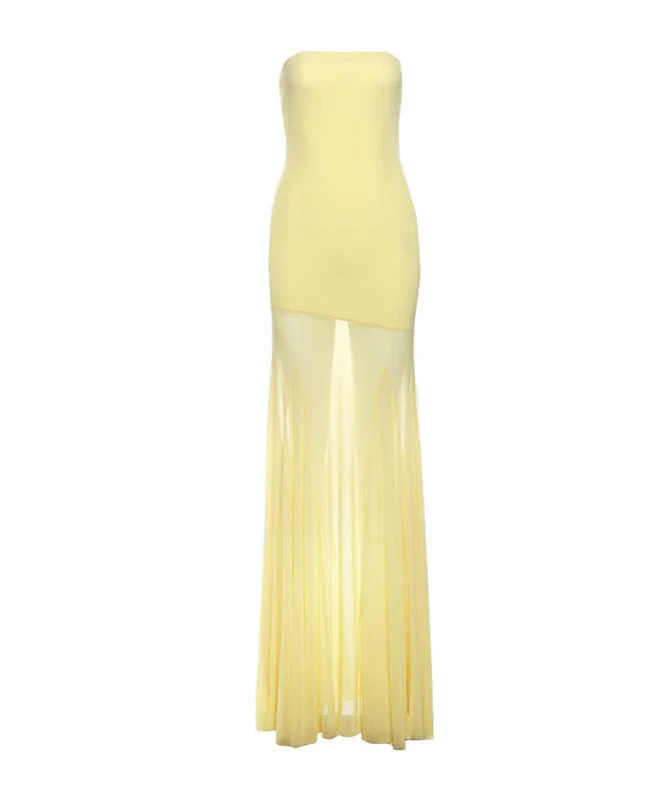 Bright Cream Yellow Mesh Dress - Image 5