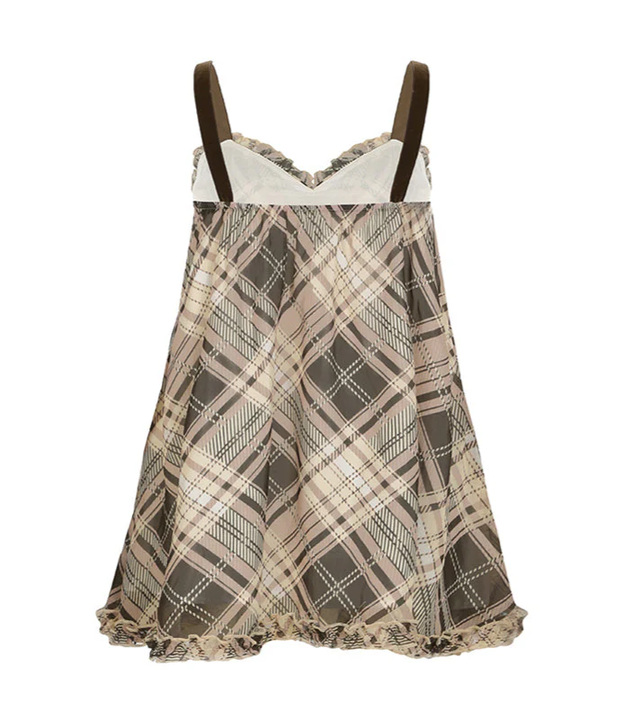 Brown Bow Tie Plaid Tank Top - Image 11