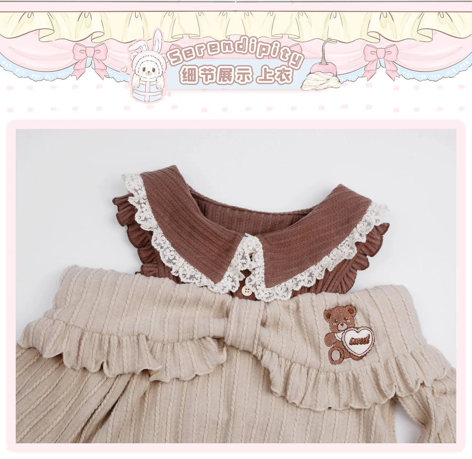 brown plaid bow kawaii jumper - Image 5
