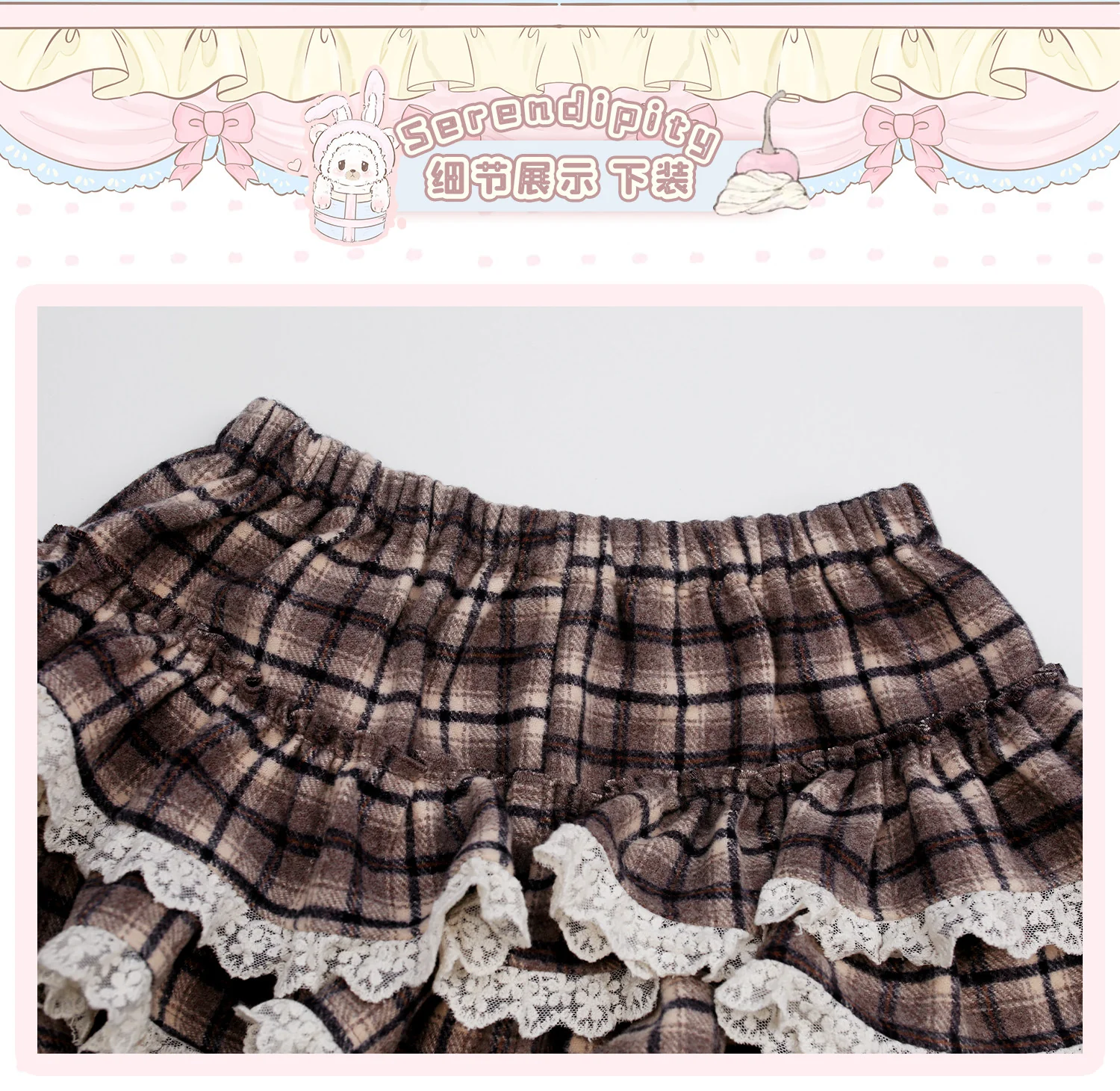brown plaid bow kawaii jumper - Image 8