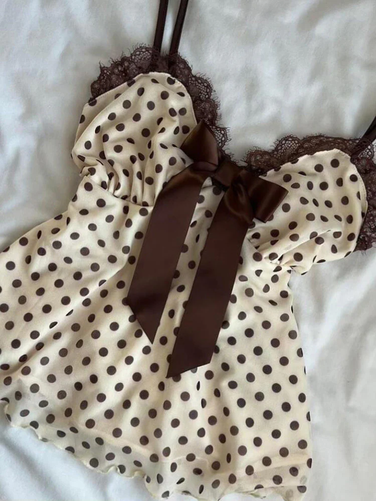 brown polka dots tank top - Image 3