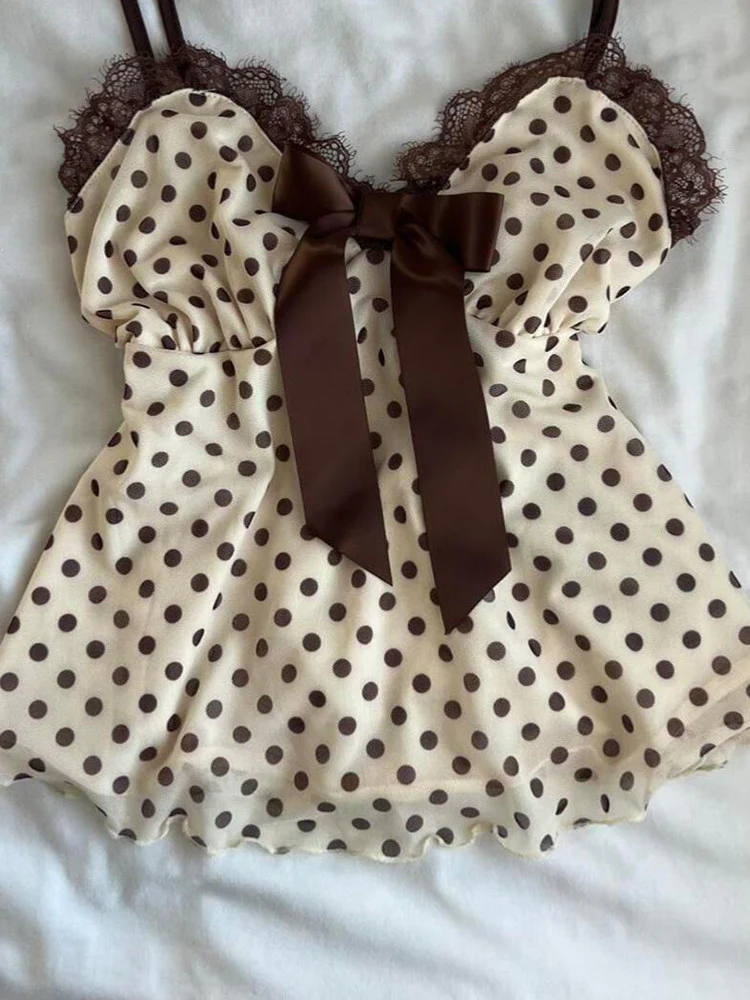 brown polka dots tank top - Image 4