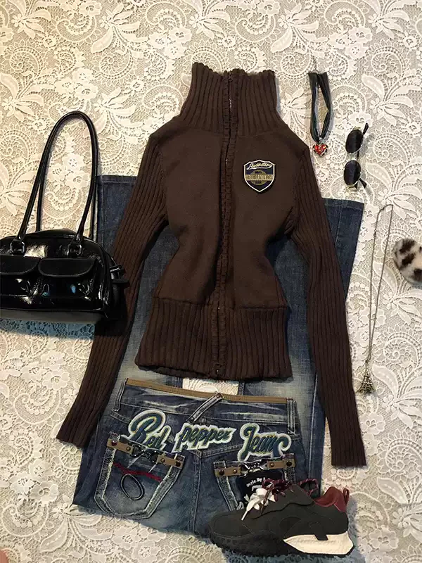 Brown Slim Thick Sweater Coat - Image 2