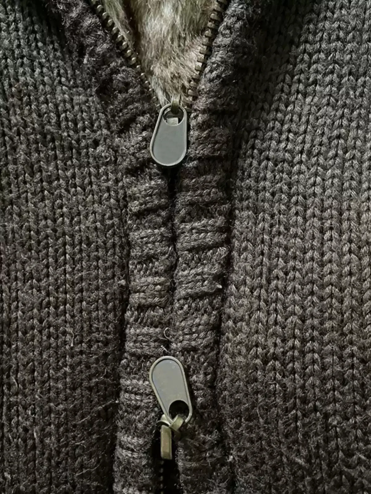 Brown turtleneck lamb wool sweater jacket - Image 4