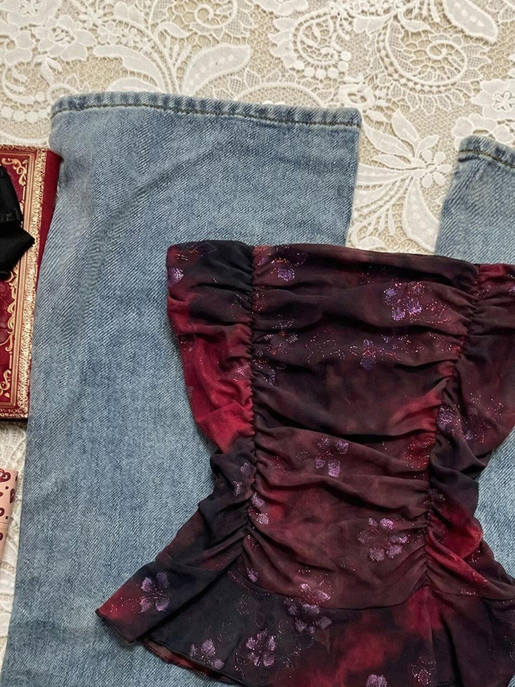 burgundy bow crop top - Image 2