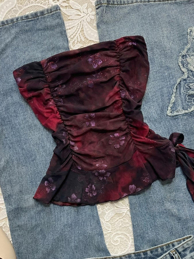 burgundy bow crop top - Image 5