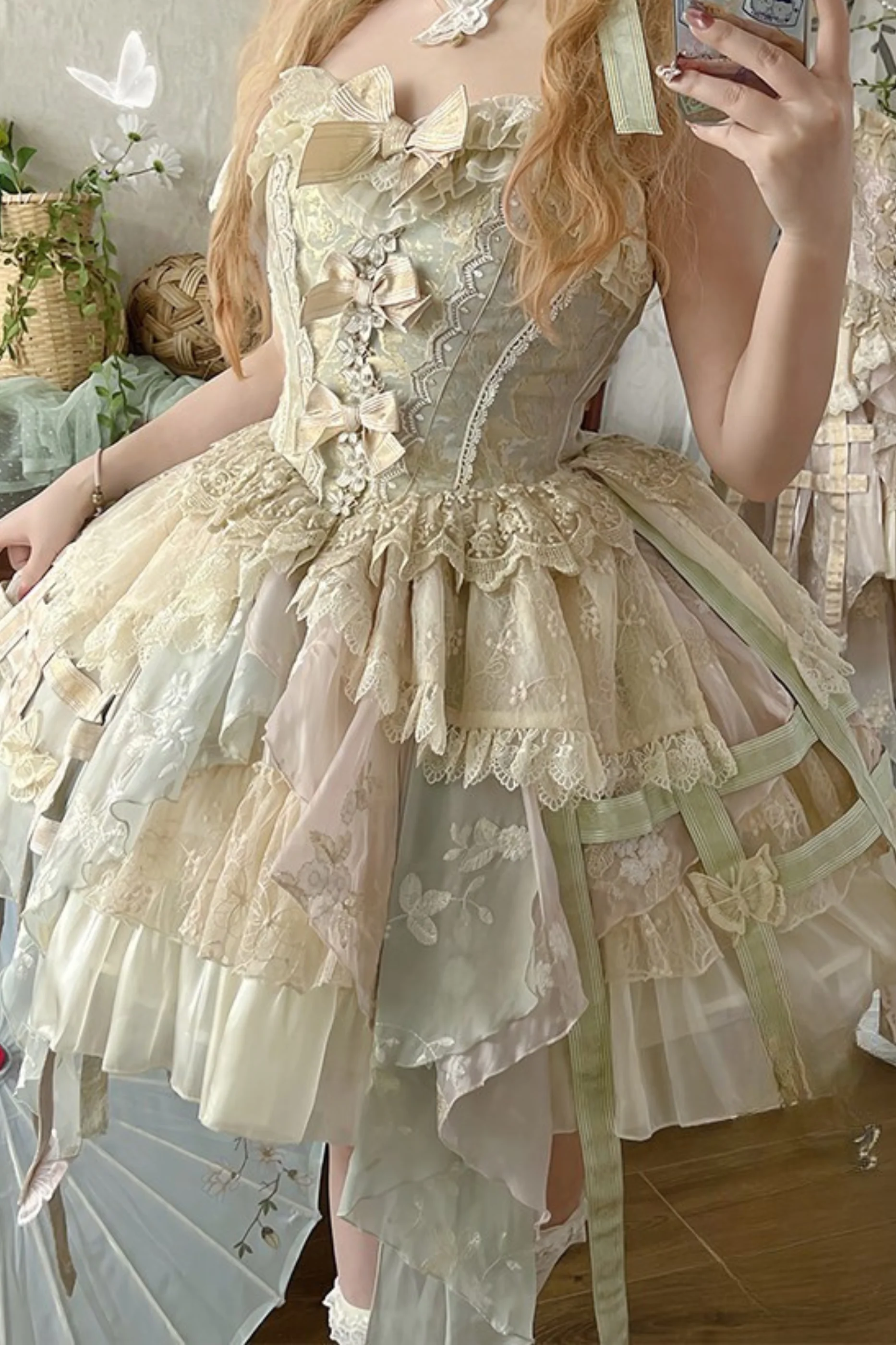 Gorgeous Butterfly Asymmetrical Lolita Dress + Accessories - Image 15