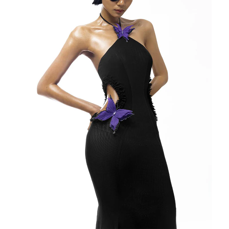 Butterfly Halter-neck Backless Fishtail Dress - Image 12