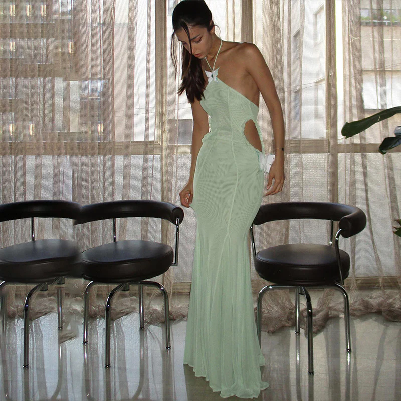 Butterfly Halter-neck Backless Fishtail Dress - Image 4