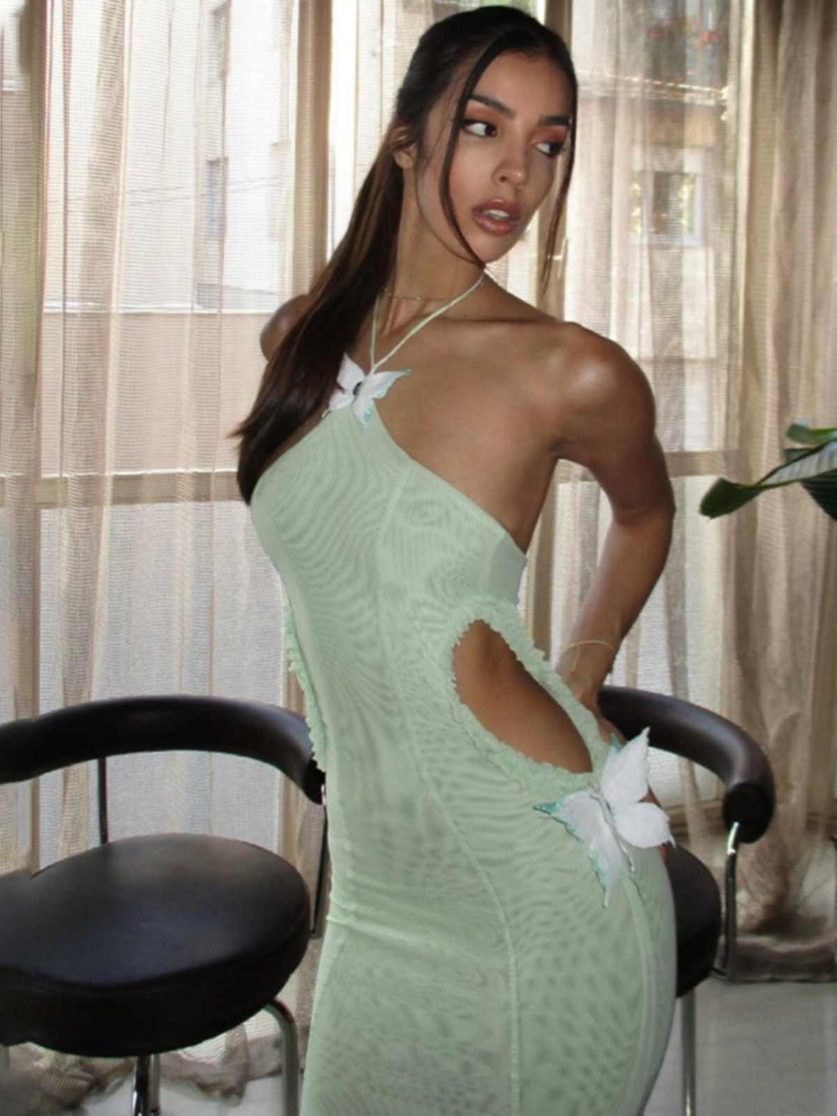 Butterfly Halter-neck Backless Fishtail Dress - Image 6