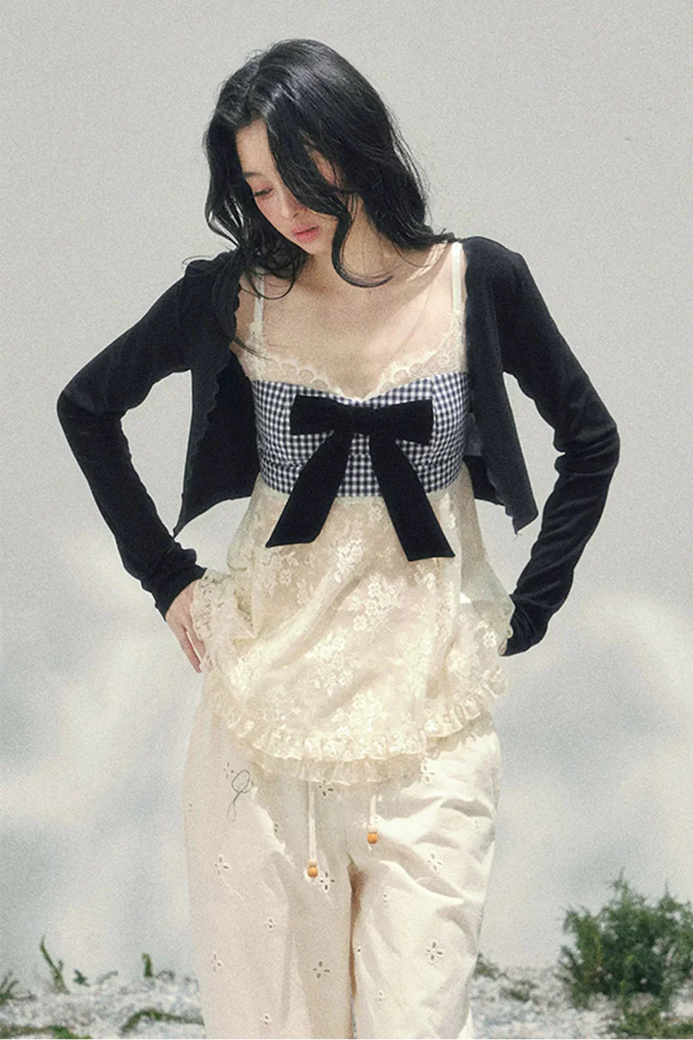 Ribbon Camisole + Slim Cardigan - Image 4