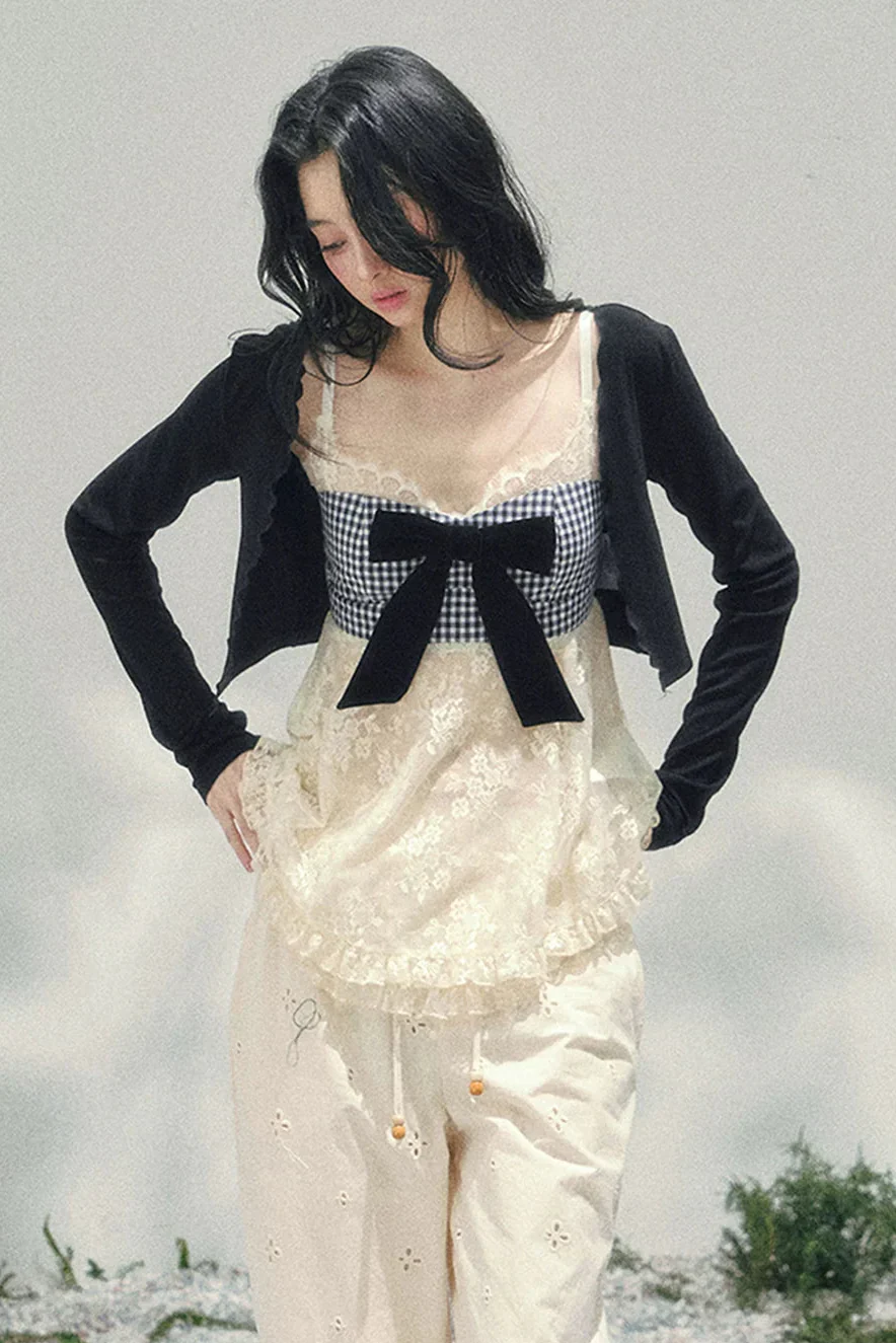 Ribbon Camisole + Slim Cardigan - Image 2