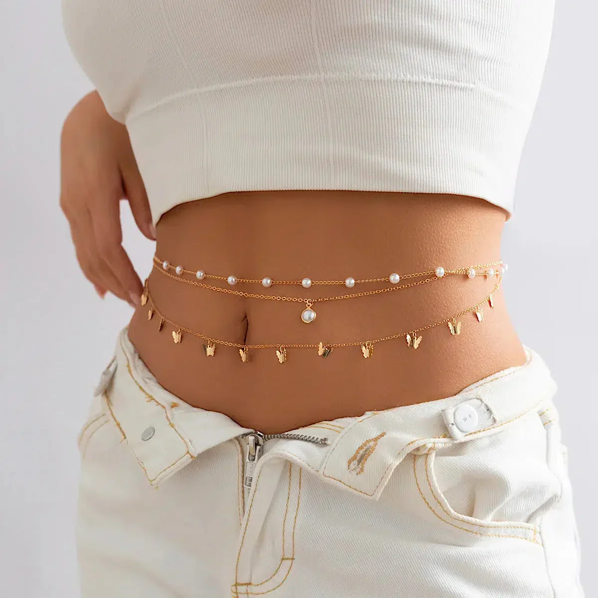 Butterfly Layered Beaded Belly Chain - Image 3