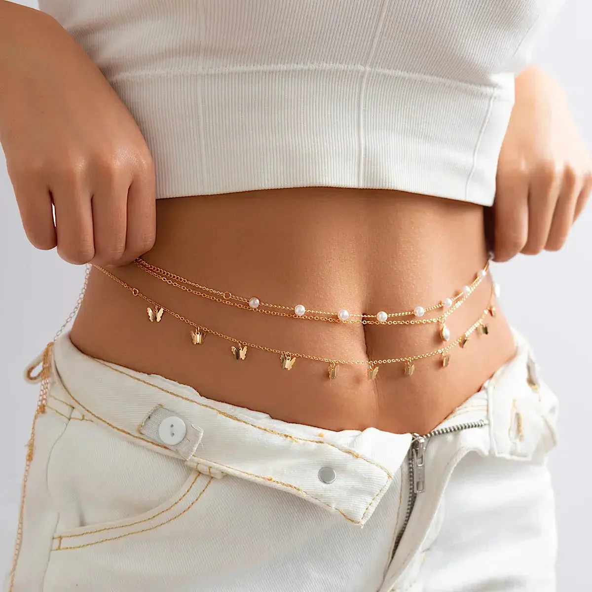 Butterfly Layered Beaded Belly Chain - Image 5