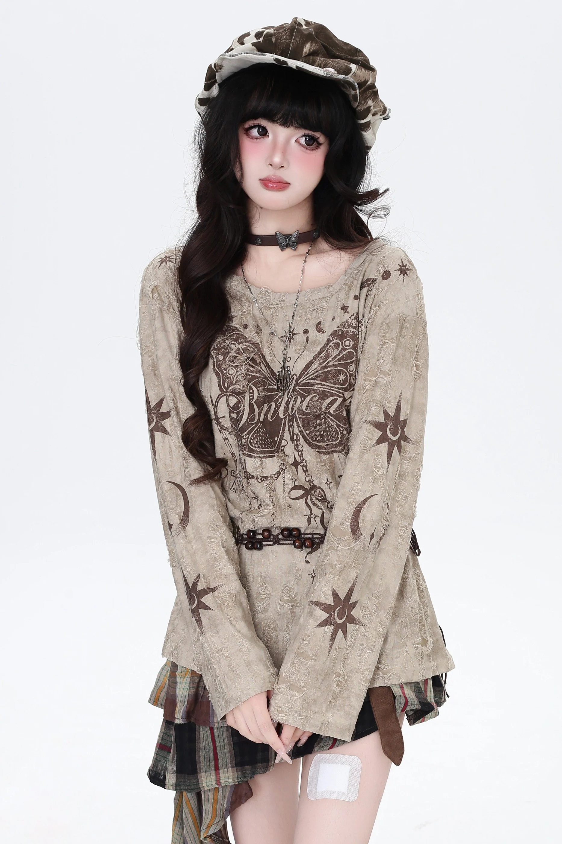 Butterfly Print Ripped Cover-Up Top - Image 15