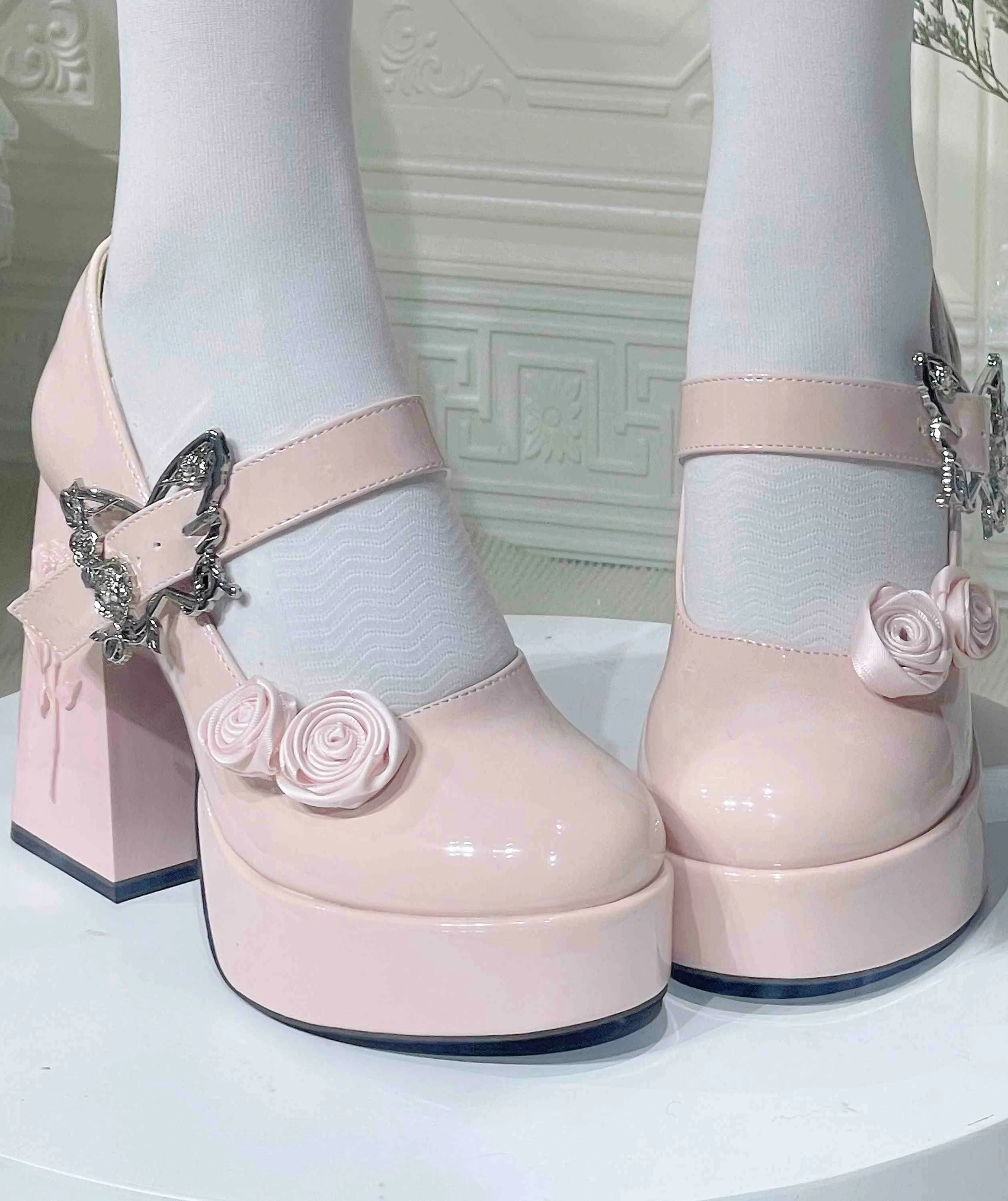 Butterfly Rose Platform Thick-heel Shoes - Image 3