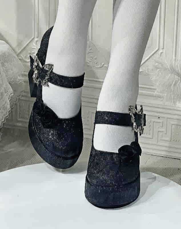 Butterfly Rose Platform Thick-heel Shoes - Image 4