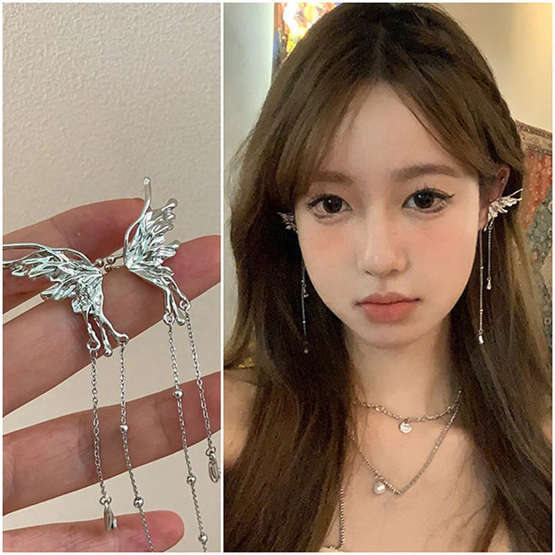 Butterfly Wing Tassel Ear Clips - Image 2