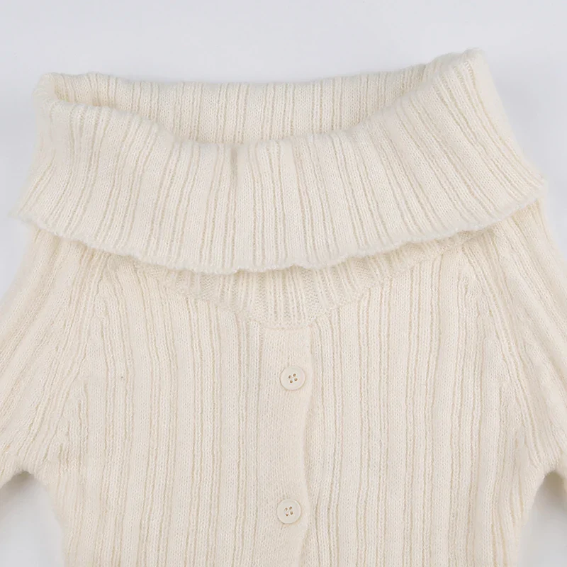 Button Up Off Shoulder Knitted Top - Image 6