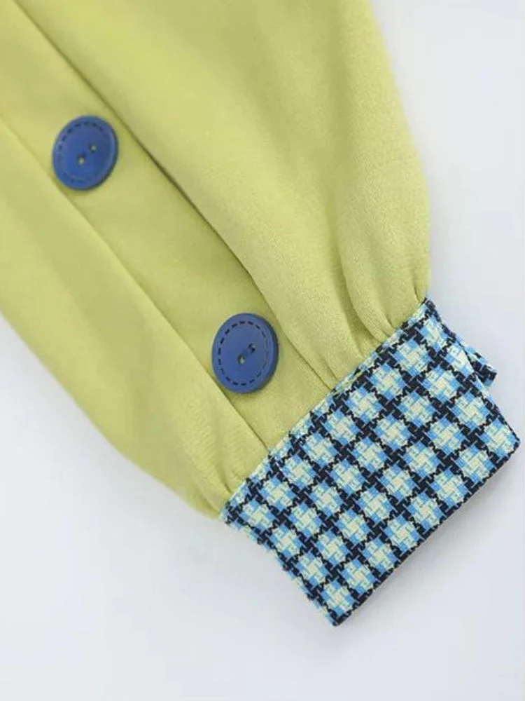 Buttoned Sleeved Patchwork Shirt - Image 6