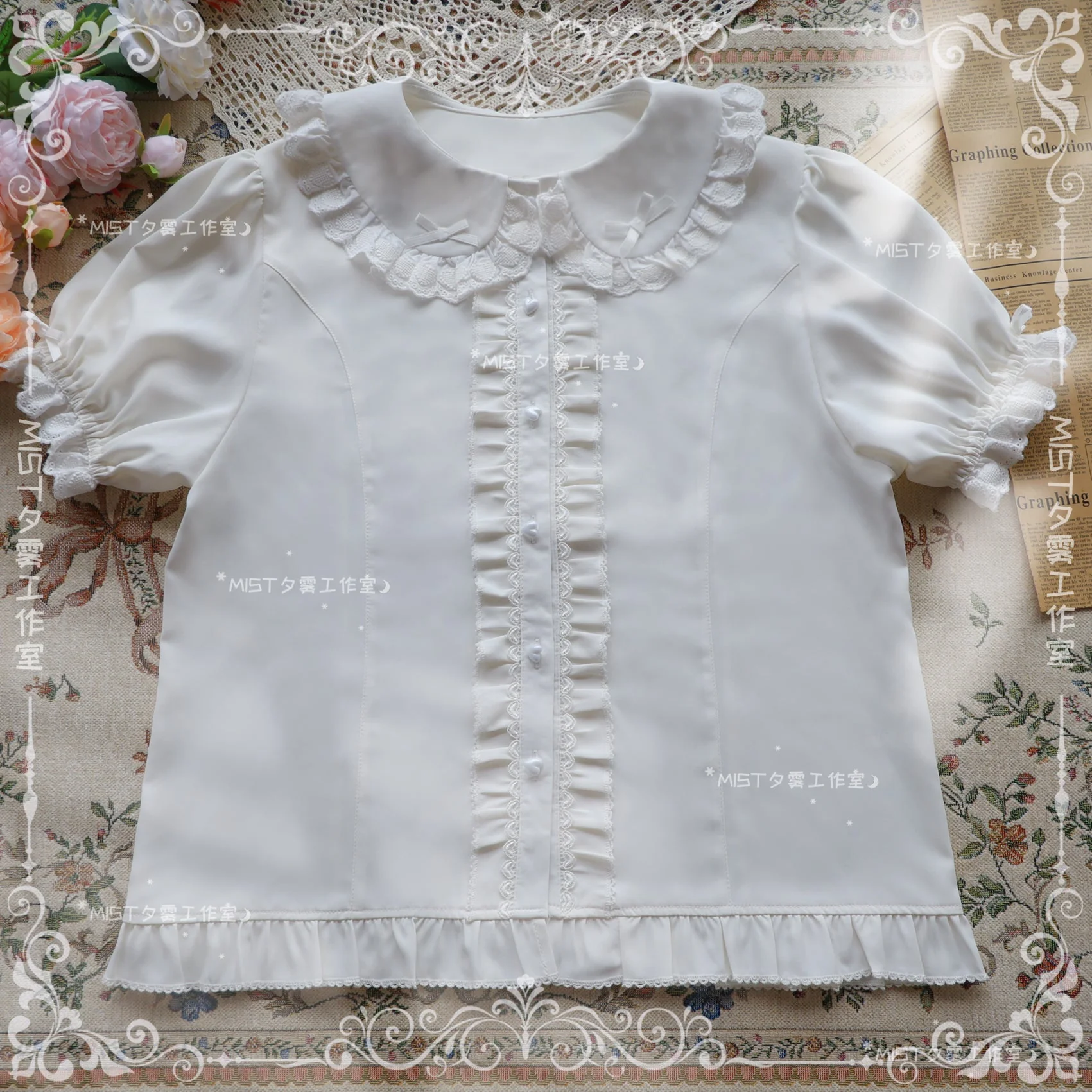 Sweet Short Sleeve Chiffon Lolita Blouse - Image 11