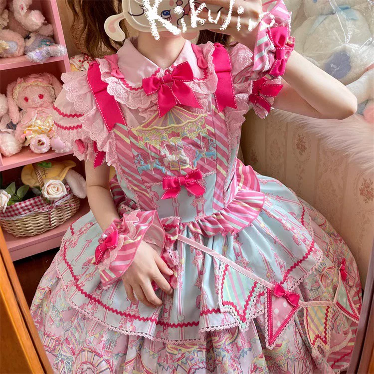 Candy Park Salopette Sweet Lolita Jumper Dress Set - Image 3