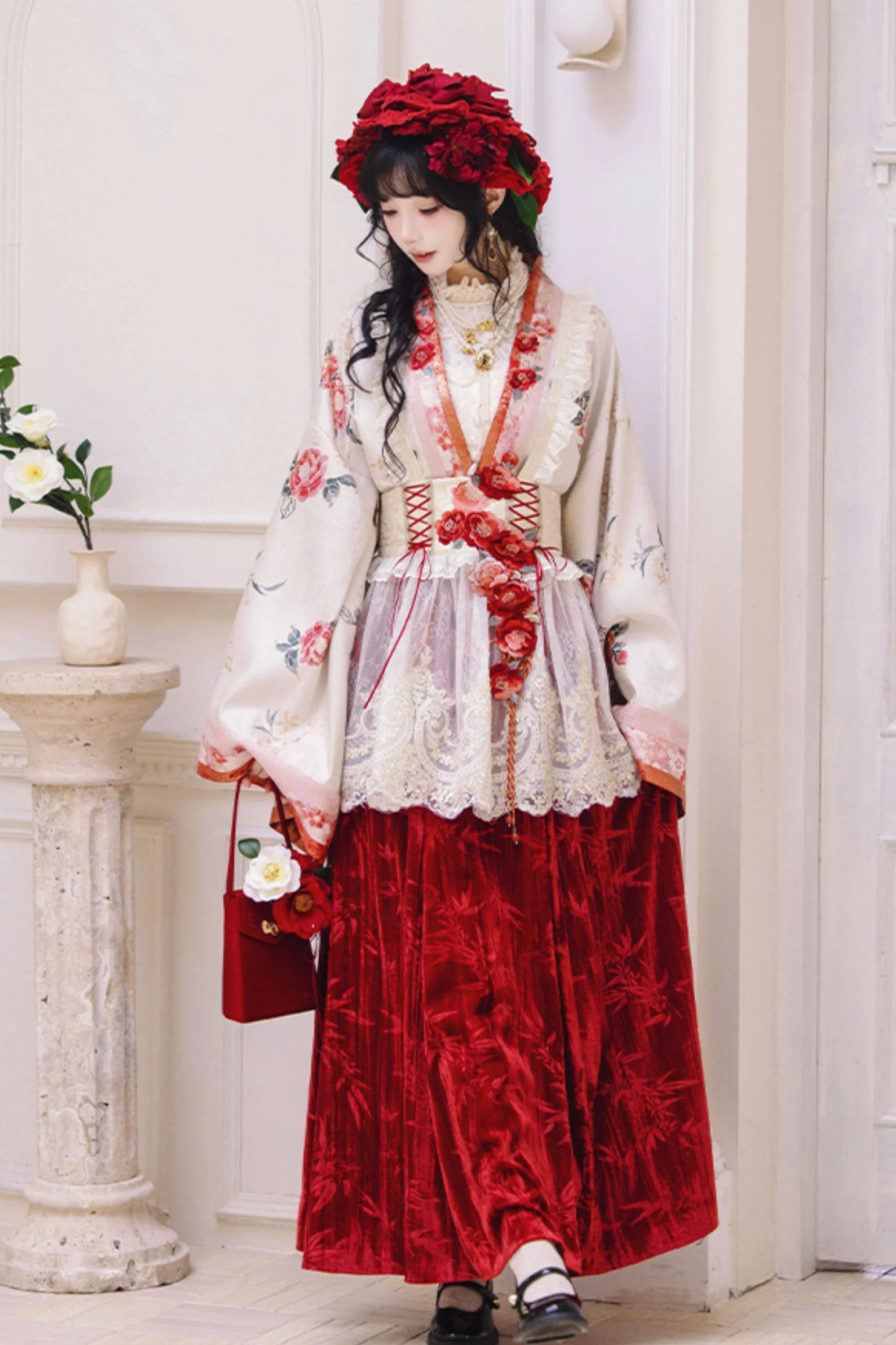 Camellia Embroidered Gold Top - Image 11