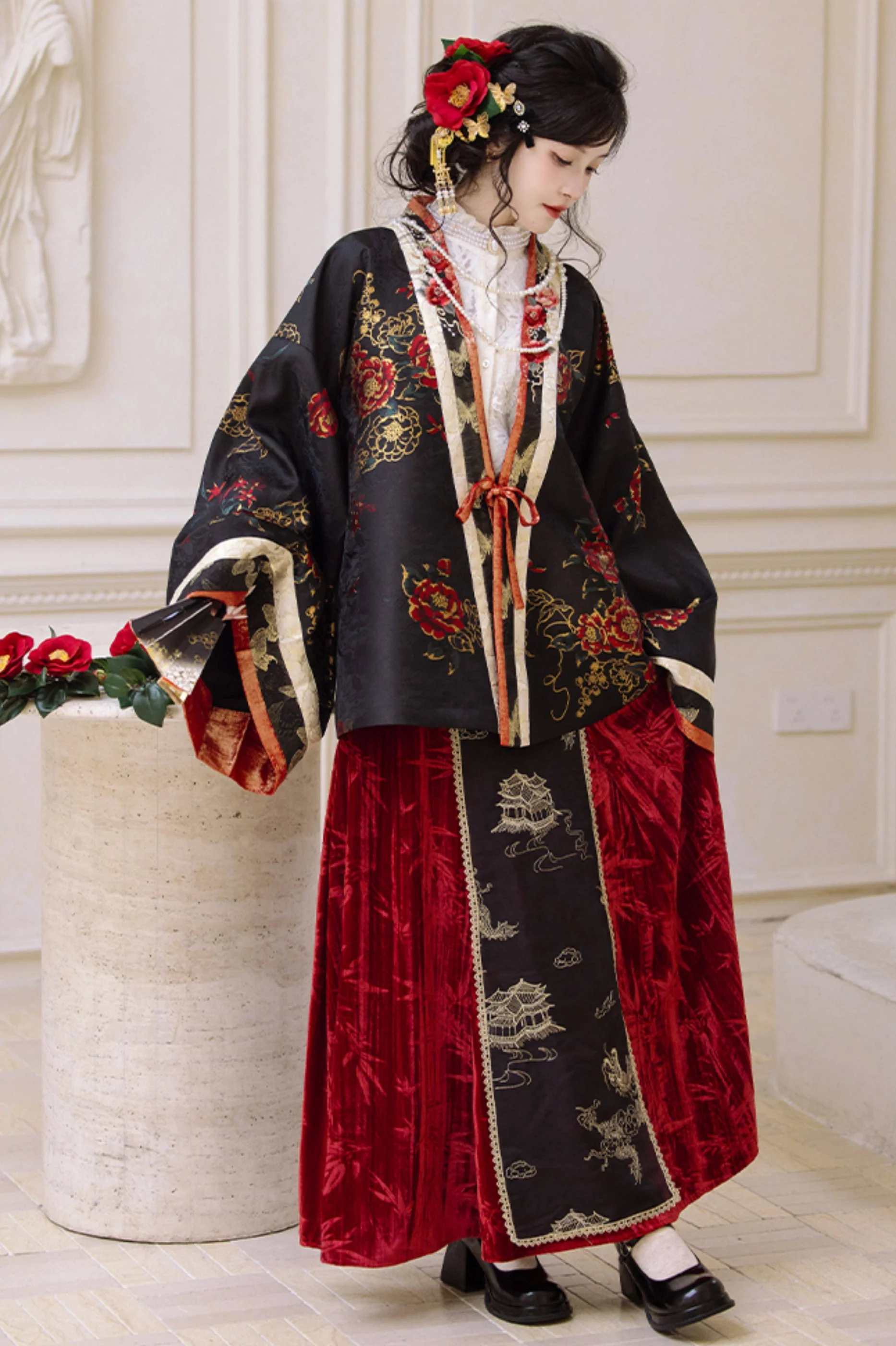 Camellia Embroidered Gold Top - Image 9