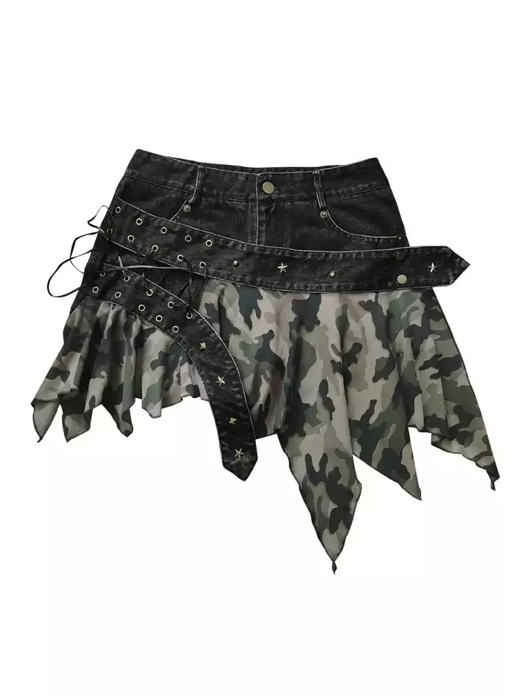 camouflage hottie strap denim skirt - Image 3
